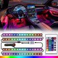 thumbnail image 1 of 4pcs 48LED RGB Car Interior Atmosphere Neon Lights Strip, Multi-Color Car LED Interior Strip Lights, Under Dash LED Lighting Kit with IR Remote Control, 12V Cigarette Lighter Switch, 1 of 6