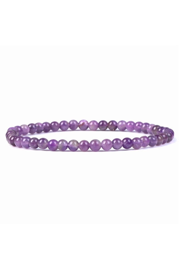4pcs 4MM Natural Amethyst Stretch Bracelets