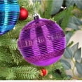 thumbnail image 1 of 4pcs 4in Striped Christmas Ball Set - Colorful Shiny Christmas Tree Ornaments for Holiday Decoration - Vibrant Xmas Hanging Baubles in Pink, Purple, Green, and Blue, 1 of 5