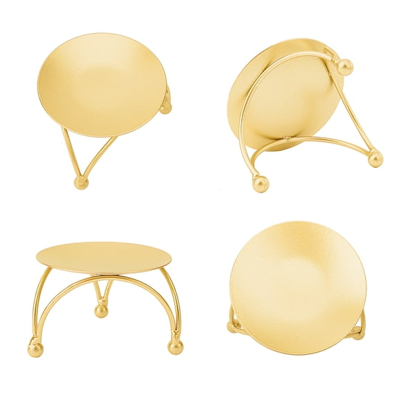 4pcs 4pcs 76mm Wide Golden Flat Round Iron Candle Holder Decorative Iron Pillar Candle Plate Perfect Home Party Decoration Metal Candle Holder for Wedding Trinkets Party