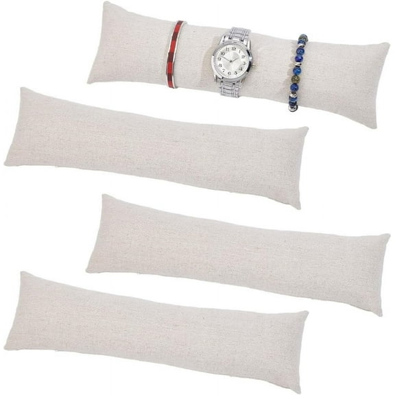 4pcs 4pcs Long Watch Pillows 11 x 3 Inch Velvet Bracelet Pillows Beige Watch Display Pillow Cushion Pad Storage Pillow Bracelet Bangle Cushions Jewelry Pillow for Display Stand Organizer Brown