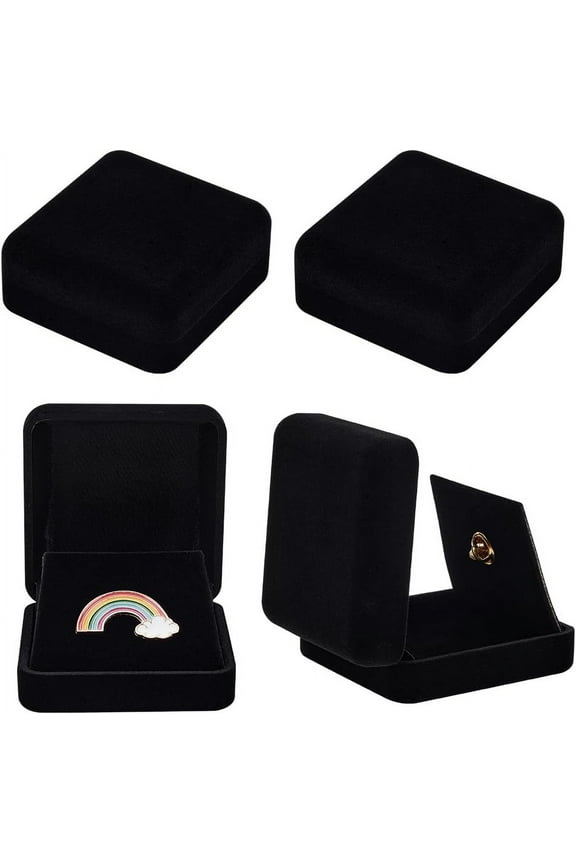 4pcs 4pcs Velvet Badge Display Box 2.75x2.63x1.16" Black Lapel Pin Collection Display Holder Square Brooch Pin Storage Presentation Case for Badges Lapel Pin Military Coin Storage Display