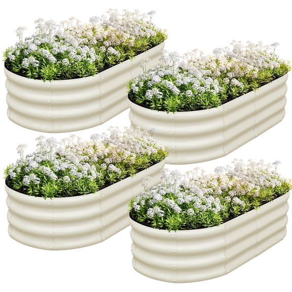 4pcs 4x2x1ft Galvanized Raised Garden Beds - With Rubber Protection Strips & Support Bars, Heavy-Duty Planter Boxes for Outdoor Gardening, Flowers, Fruits & Vegetables, Ideal for Planting Enthusiasts