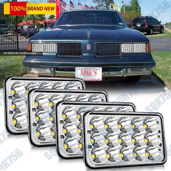 4pcs 4x6" LED Rectangular Headlight Hi/Lo DRL Lamp H4656 for Old smobile Cutlass