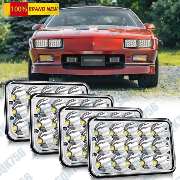 4pcs 4x6 inch LED Headlights Hi/Lo Beam for Chevy Camaro El Camino Caprice