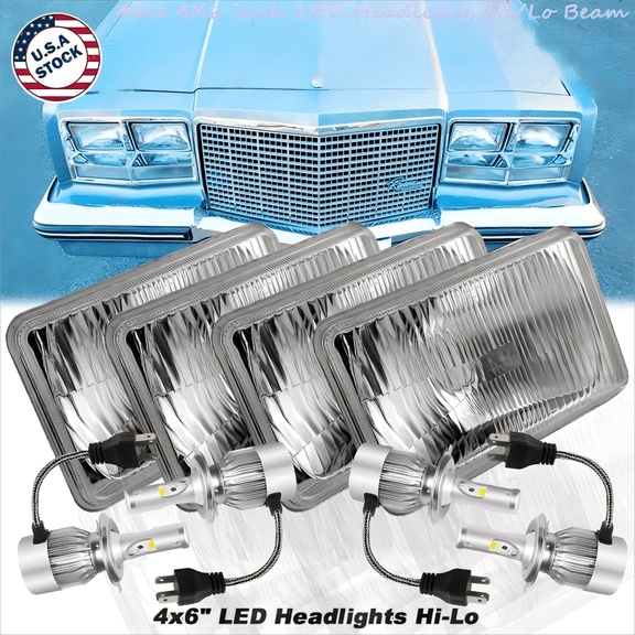 4pcs 4x6 inch LED Headlights High/Low Beam DOT DRL Fit 1975-1985 Buick Riviera