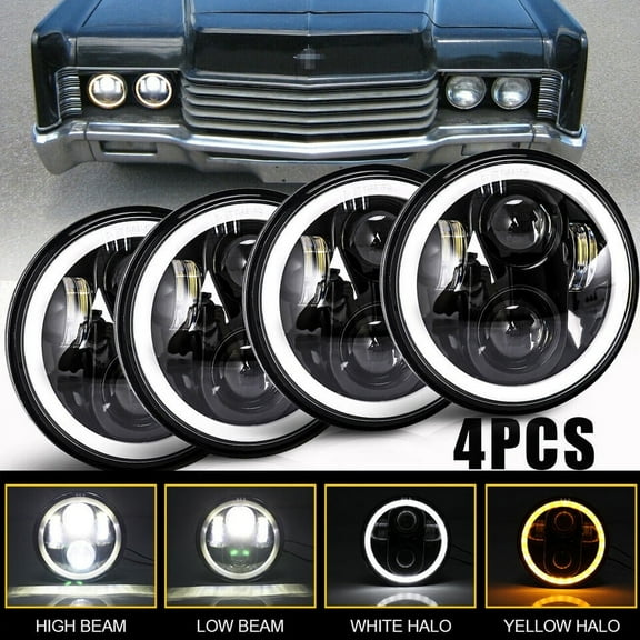 4pcs 5-3/4" 5.75" LED Headlight Hi/Lo Beam DRL Angel Eye for Lincoln Continental