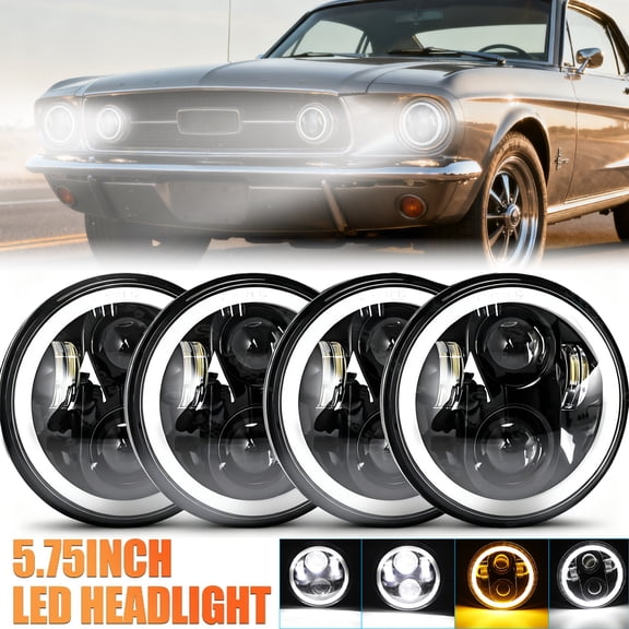 4pcs 5.75" 5-3/4 LED Headlight Hi/Lo Sealed Beam Projector for Ford Mustang 1969