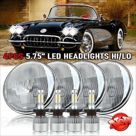 4pcs 5.75'' 5-3/4" Round LED Headlights Hi/Lo For Chevy Corvette C1 C2 1963-1982