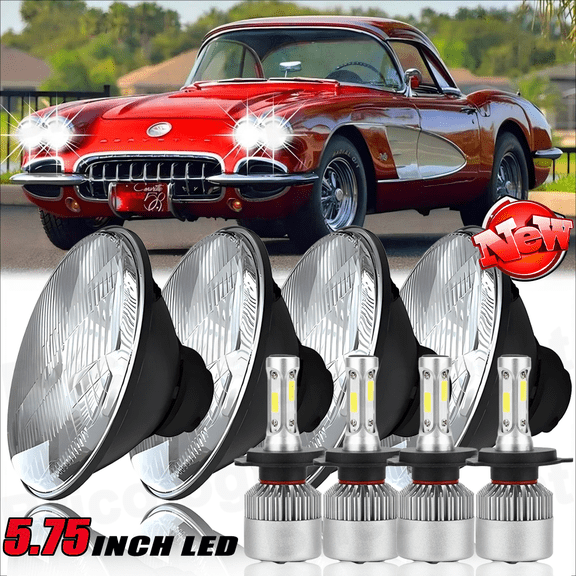 4pcs 5.75 5-3/4" inch Car LED Headlights For Chevy GMC Corvette C1 C2 1963-1982