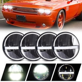 4pcs 5.75" Inch Headlights Assembly DOT Approved Round Arc Black Housing PC Clear Lens 9003/HB2 Conversion Kit Parking White High/Low Beam DRL Daytime Running Light