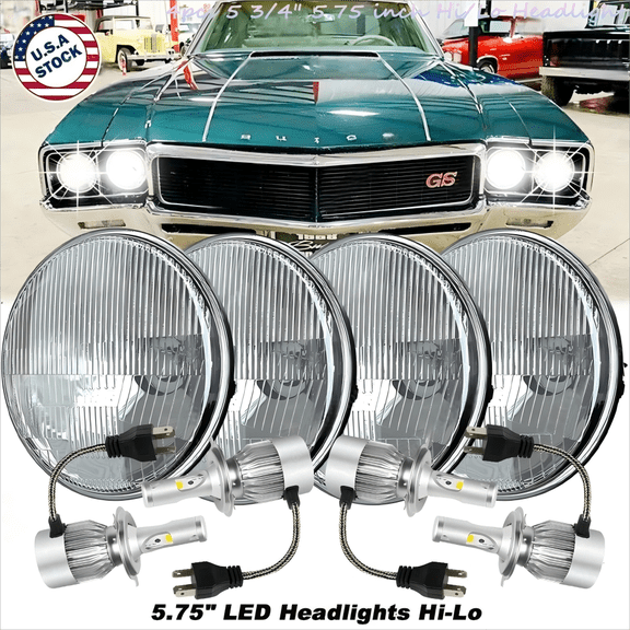 4pcs 5.75" LED Headlights Hi-Lo 6500K White for buick Electra LeSabre Skylark A+