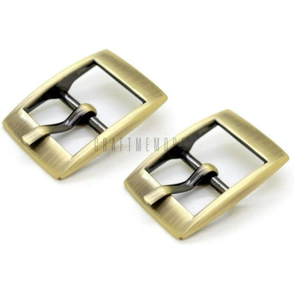 4pcs 5/8 Inch Single Prong Belt Buckle Square Center Bar Buckles for Shoes Purse Making Accessories SC24 (Brushed Brass)