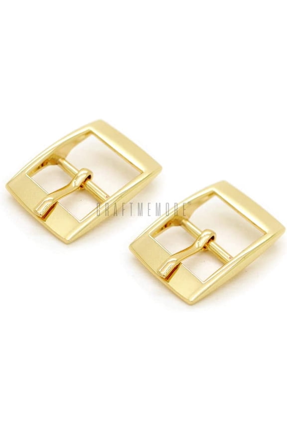 4pcs 5/8 Inch Single Prong Belt Buckle Square Center Bar Buckles for Shoes Purse Making Accessories SC24 (Gold)