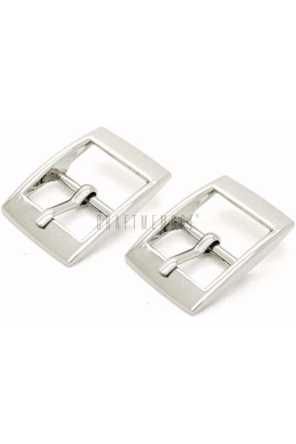 4pcs 5/8 Inch Single Prong Belt Buckle Square Center Bar Buckles for Shoes Purse Making Accessories SC24 (Silver)