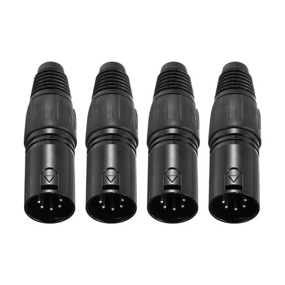 4pcs 5 Pin XLR Male Connector, Microphone Audio Cable Plug Mic Socket,Black