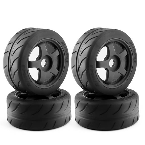4pcs 5-Spoke RC Off-Road Car Tires 17mm Wheel Hex Replacement Upgrade Parts (102mm / 4.02 inches, Black)