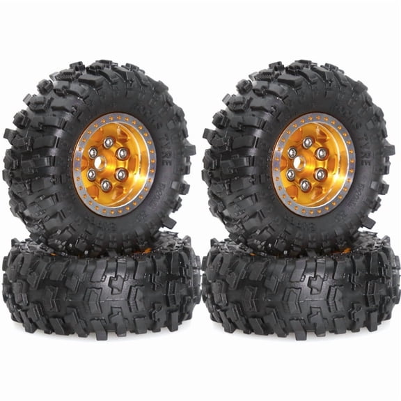 4pcs 51mm Metal Beadlock Wheel Rim Rubber Tire Set for FCX24M Camel Cup 1/24 RC Crawler Car Upgrade Parts Accessories