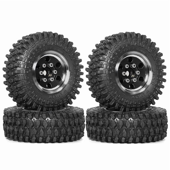 4pcs 55mm 1.0inch Metal Beadlock Wheel Tire for 1/18 1/24 RC Crawler Car TRX4M SCX24 Upgrade Parts Accessories Black