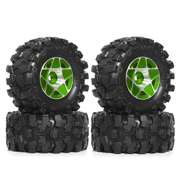 4pcs 57mm 1.0inch Metal Beadlock Wheel Tire Set for 1/18 1/24 RC Crawler Car TRX4M SCX24 AX24 FCX24 Green