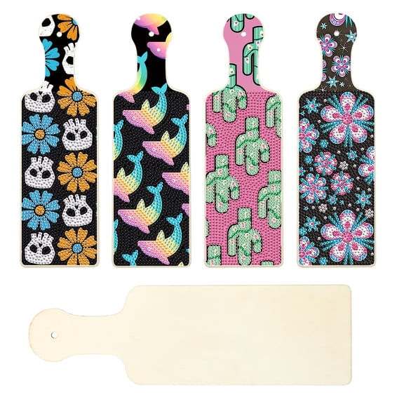 4pcs 5D Diamond Painting Kit Cutting Board, Dolphin & Flower DIY Wooden Tray for Desserts, Cheese, and Snacks, Handmade Rhinestone Craft, Home Kitchen Decor Gift