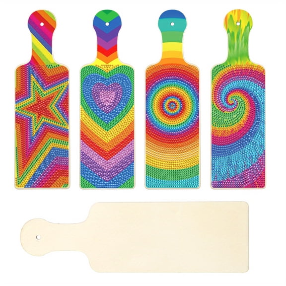 4pcs 5D Diamond Painting Kit Cutting Board, Rainbow Heart-Shaped DIY Wooden Tray for Desserts, Cheese, and Snacks, Handmade Rhinestone Craft, Home Kitchen Decor Gift