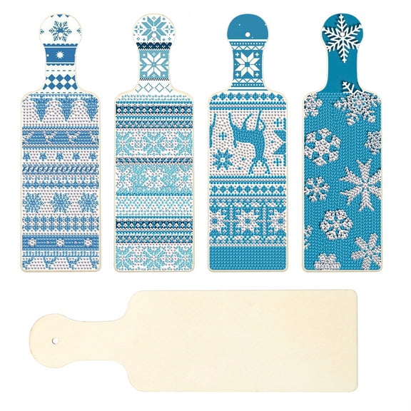 4pcs 5D Diamond Painting Kit Cutting Board, Snowflake DIY Wooden Tray for Desserts, Cheese & Snacks, Handmade Rhinestone Crafts, Home Kitchen Decor Gift