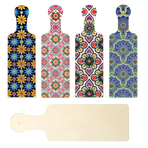 4pcs 5D Diamond Painting Kit Cutting Board, Sunflower DIY Wooden Tray for Desserts, Cheese, and Snacks, Handmade Rhinestone Craft, Home Kitchen Decor Gift