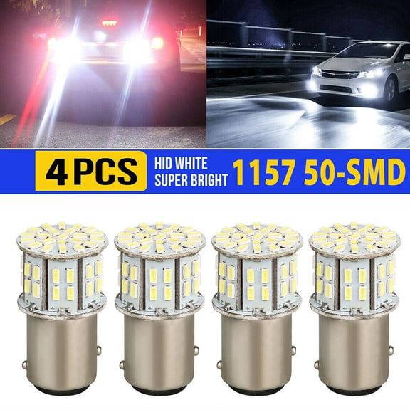 4pcs 6000K Super White 1157 BAY15D 50-SMD LED Tail Stop Brake Light Bulbs 7528
