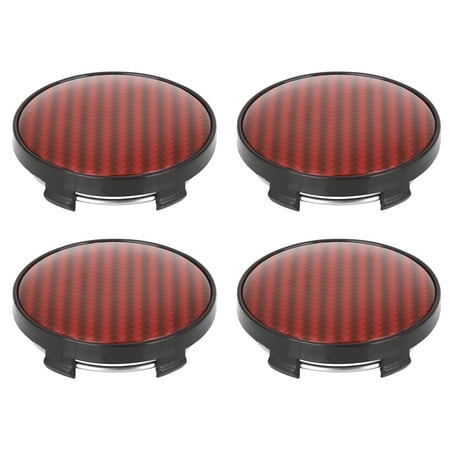 4pcs 60mm 5Lugs Black Auto Car Wheel Center Hub Caps Red Carbon Fiber Pattern