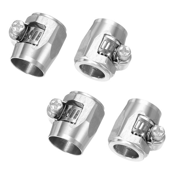 4pcs 6AN Hose Finisher Clamp Aluminium Alloy Fuel Line Hose Clips, Silver