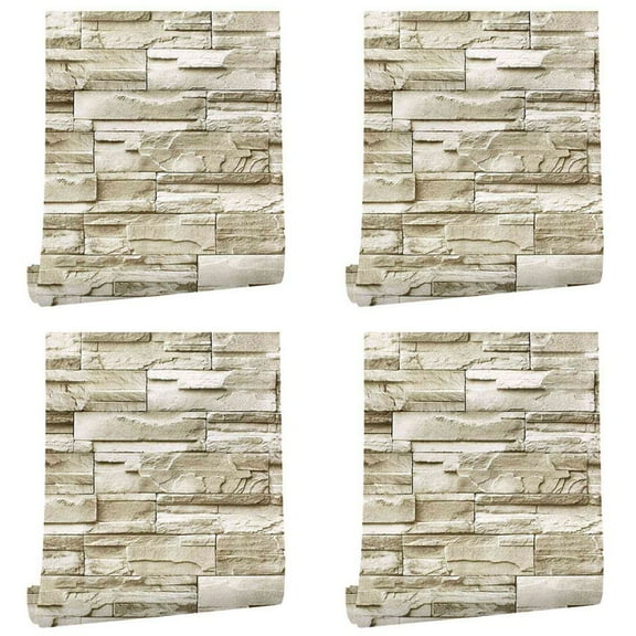 4pcs 6M Vinyl 3D Brick Rock Sticker Paper Self Adhesive Wallpaper Furniture Wall Stickers