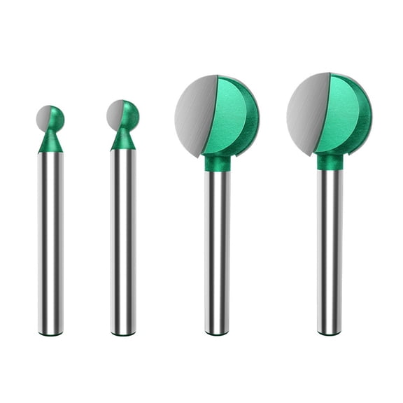 4pcs 6mm Ball Nose Round Carving Bit Cove CNC Milling Cutter Ball End Groove Router Bits Carbide Woodworking Tools,4 x Router Bits,Green