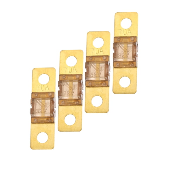 4pcs 70AMP 32V Bolt on AMI Fuse for Automotive Marine Audio Video System Brown Gold Tone