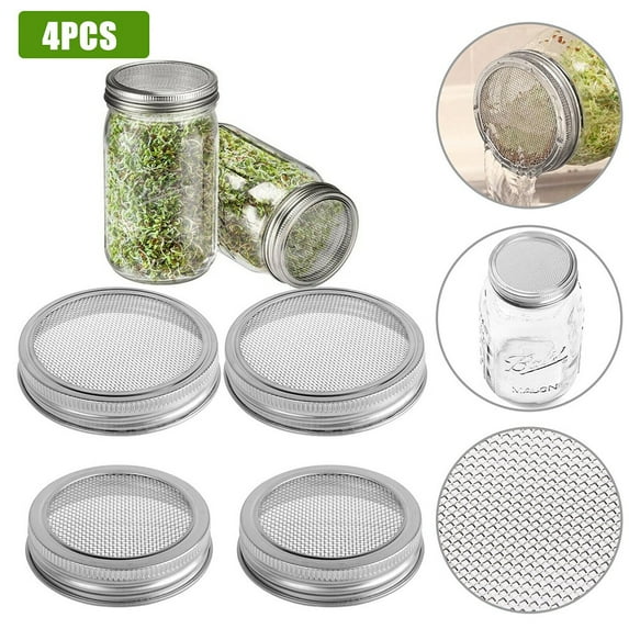 4pcs 70mm Stainless Steel Strainer Sprouting Cover Lid for Jar Sprout