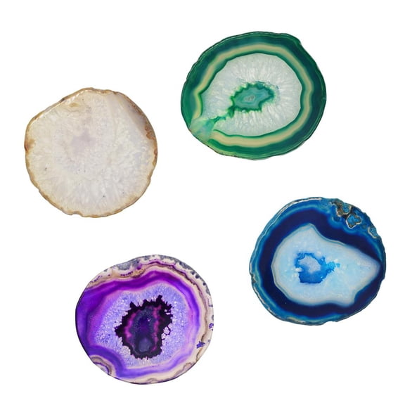 4pcs 80-100mm Coffee Bar/Tea House/Shop Display Irregular Agate Slice Crystal Table Ornament Cup Mat/Heat Pad Group 4#