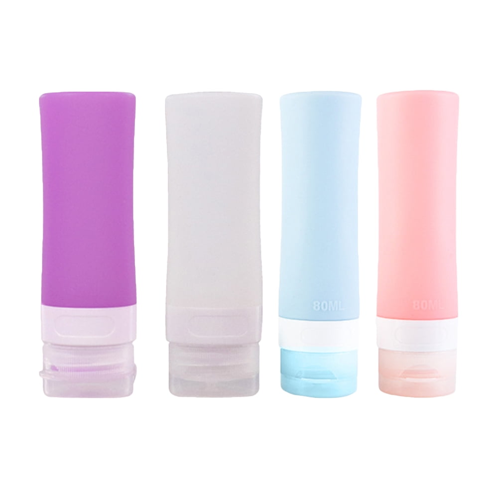 4pcs 80ml Travel Bottles Silicone Squeezable Dispensers Toiletry