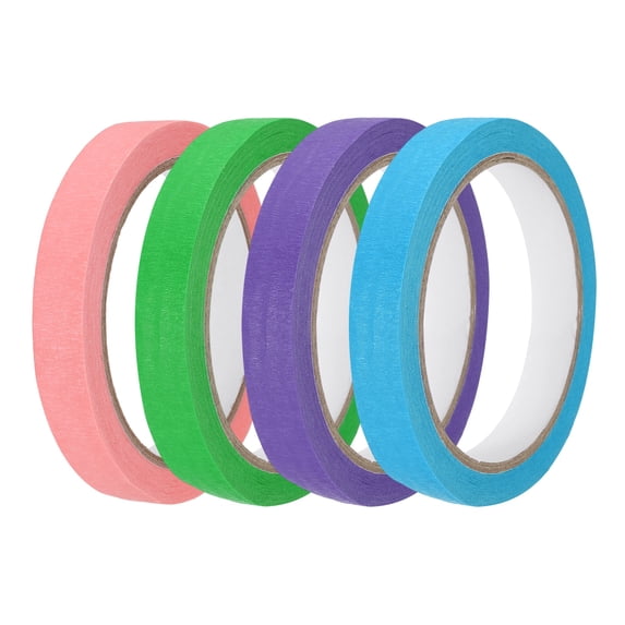 4pcs 9/16" x 22 Yard Colored Masking Tape, Pink Purple Blue Dark Green