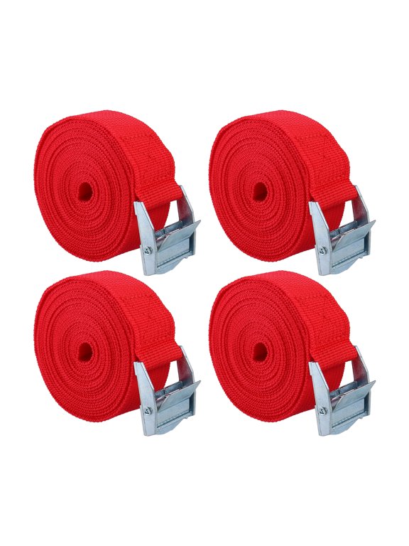 4pcs 9.8ft Cargo Tie Down Straps Lashing Straps Travel Luggage Strap Adjustable with Cam Lock Buckle for Car Truck Red