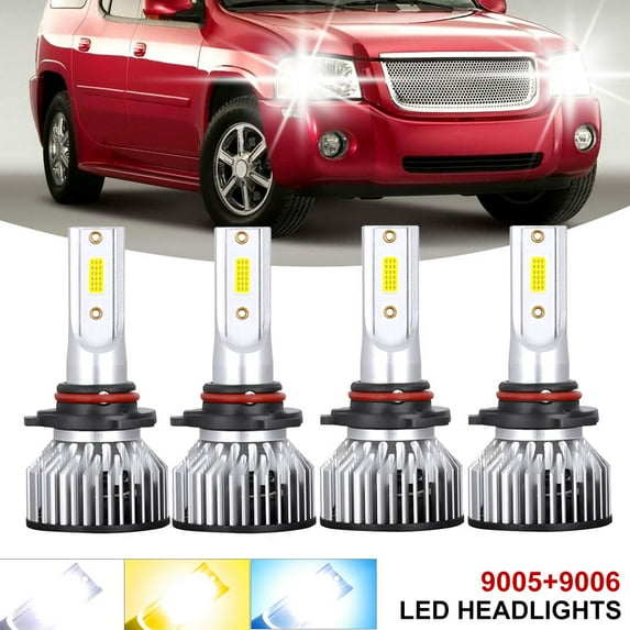 4pcs 9005 9006 LED Headlight Bulbs For Oldsmobile Custom Cruiser 1990 1991 1992 Combo HB3 HB4 High Low Beam Kits 6000K Bright White