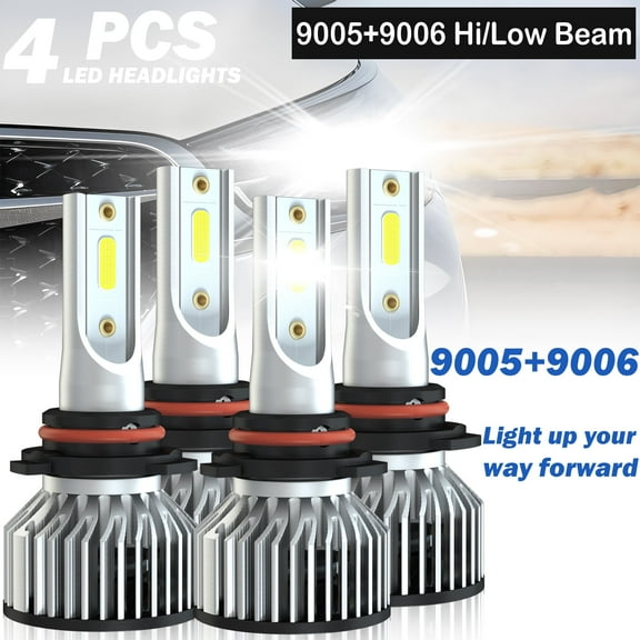 4pcs 9005 9006 LED Headlight Bulbs High Low Beam For Chevy Silverado Suburban 6000K super bright White 500% Brighter than Halogen