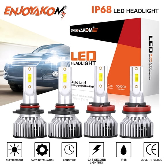 4pcs 9005 H11 LED Headlight Kit Hi/Lo Beam Bulbs For Nissan Rogue 2008-2013 6000K