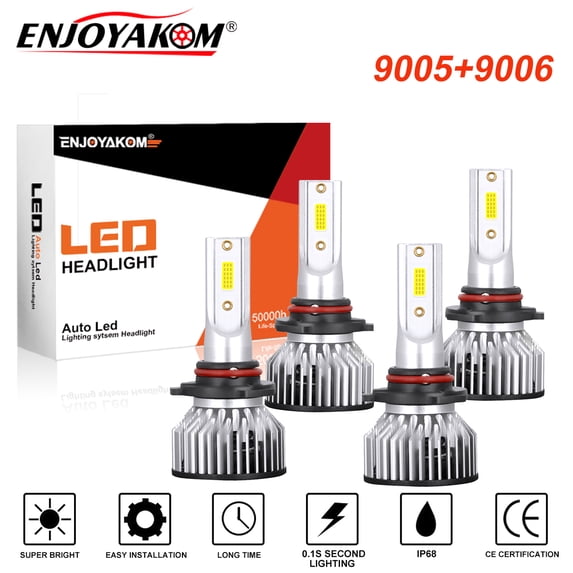 4pcs 9005 High Beam 9006 Low Beam For Chevy TrailBlazer 2002-2009 LED Headlight Bulbs 6000K Super Bright White