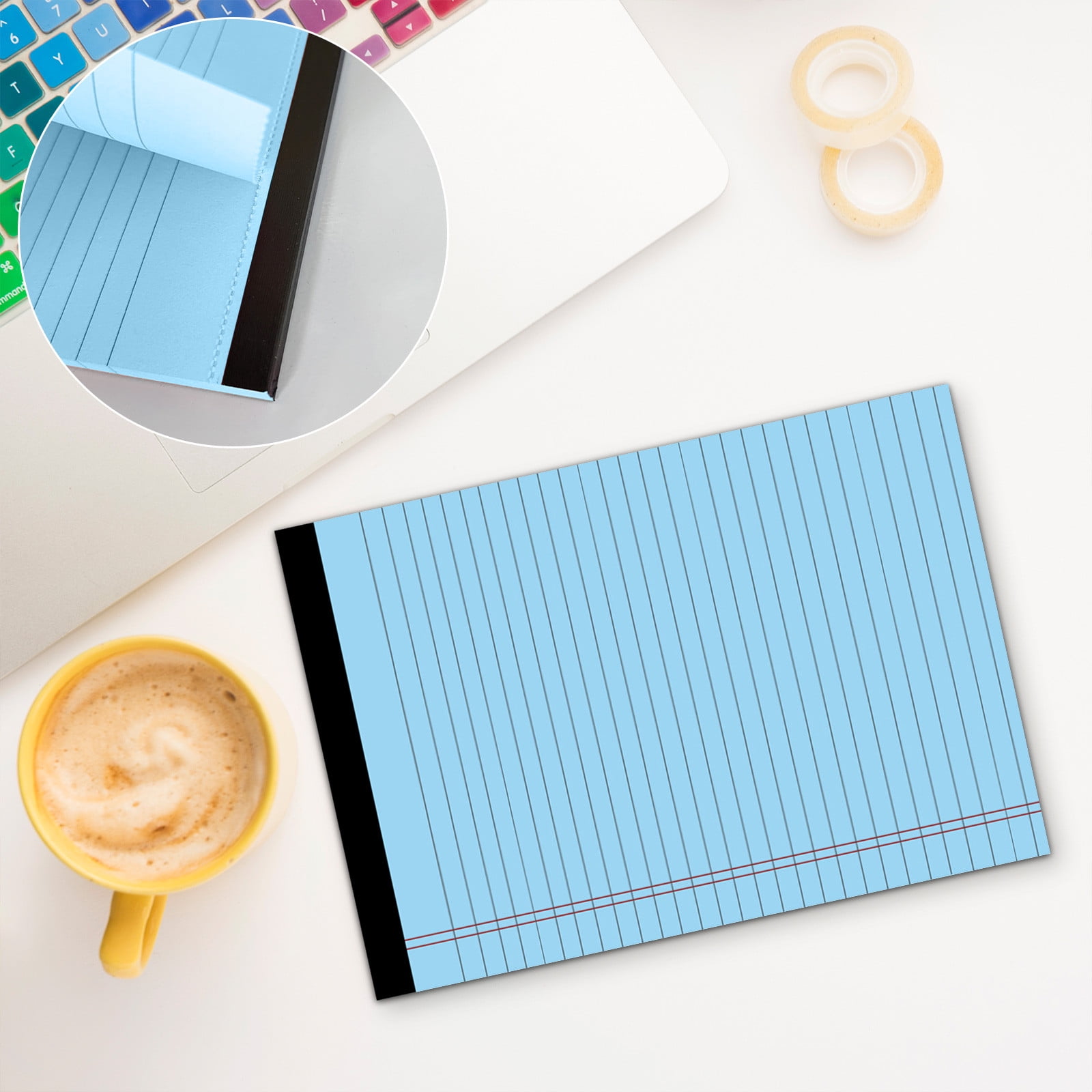 4pcs A5 Small Legal Pads Colored Note Pads Paper College Ruled Notepad Clear Print Writing Pads Legal Pads Perforated Narrow Ruled Pads of Paper (Multi-color) A