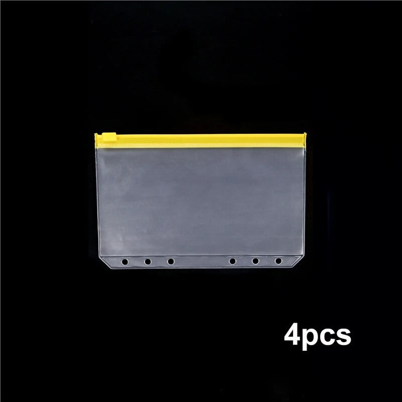 4pcs A6 6Hole Binder Pockets Waterproof PVC Cash Budget Envelopes Zipper Binder Pouches for