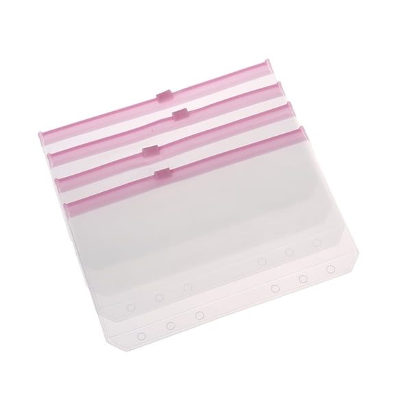 4pcs A6 6-Hole Binder Pockets Waterproof PVC Envelopes Zipper Binder Pouches