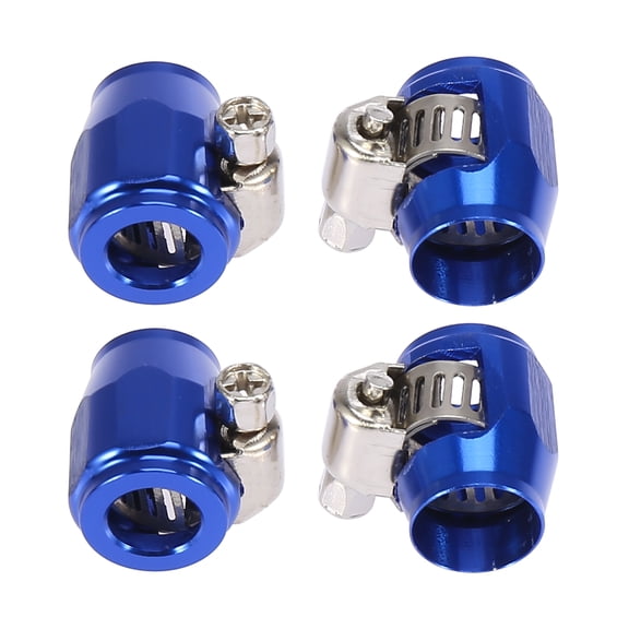 4pcs AN4 Hex Blue Car Hose Finisher Clamp Adapter Line End Cover Connector