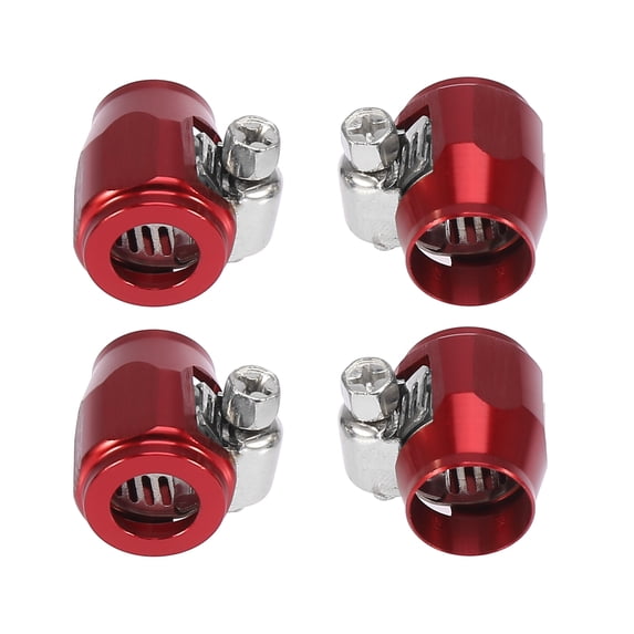 4pcs AN4 Hex Red Car Hose Finisher Clamp Adapter Line End Cover Connector