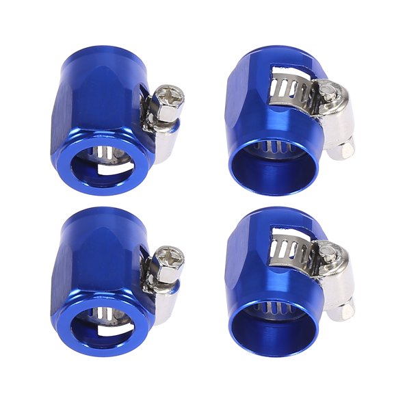 4pcs AN6 Hex Blue Car Hose Finisher Clamp Adapter Line End Cover Connector