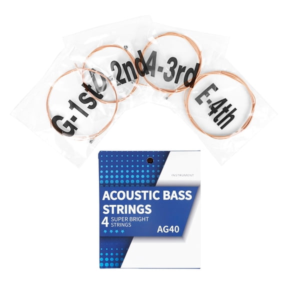 4pcs Acoustic Bass Strings 4-String Bass Strings Replacement Carbon Steel Hexagonal Core Alloy Bass Strings 40 60 75 95